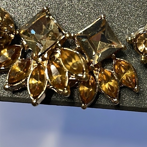 NWT Massini Set of 3 Fashion Earrings Crystal Jewel Gold Tone - Picture 3 of 7